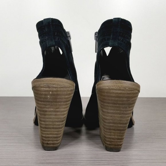 Vince Camuto Koral Heeled Peep Toe Bootie, Black Suede, Womens Size 5 US / 35 - Picture 5 of 11